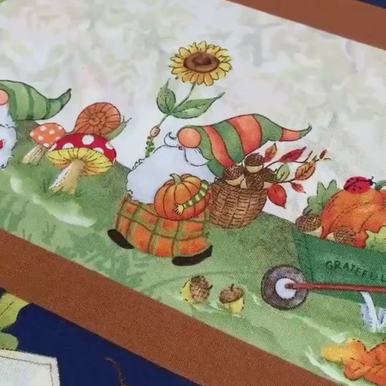 Gnome Repeating Stripe, Gnome-Kin Patch, Fall yardage, Susan Winget, Wilmington Prints