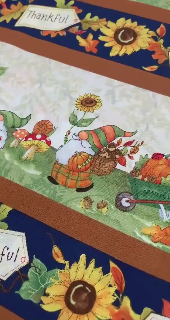 Gnome Repeating Stripe, Gnome-Kin Patch, Fall yardage, Susan Winget, Wilmington Prints