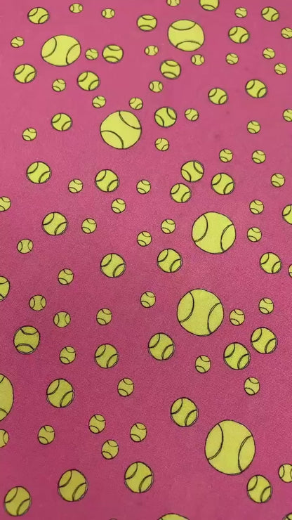 Tennis Ball Yardage, Tennis Worlds, pink, yellow, Loralie Designs, Yardage, 692512
