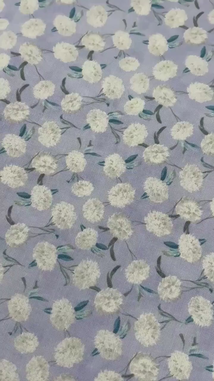 Small Floral Toss Yardage, Purple, White, Morning Blooms, Danhui Nai