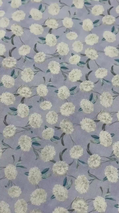 Small Floral Toss Yardage, Purple, White, Morning Blooms, Danhui Nai