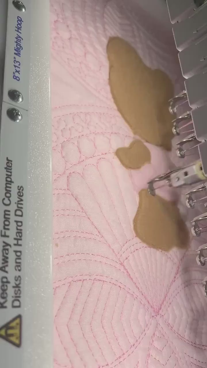 Baby Girl Quilt, Personalized, Applique Bear, Ballet Baby Blanket, Pink Quilt, New Baby Gift, Embroidered Name, Custom Baby Quilt