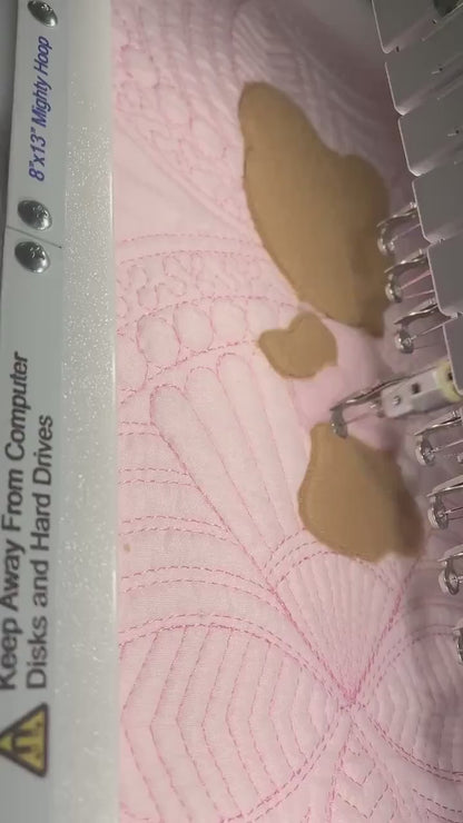 Baby Girl Quilt, Personalized, Applique Bear, Ballet Baby Blanket, Pink Quilt, New Baby Gift, Embroidered Name, Custom Baby Quilt