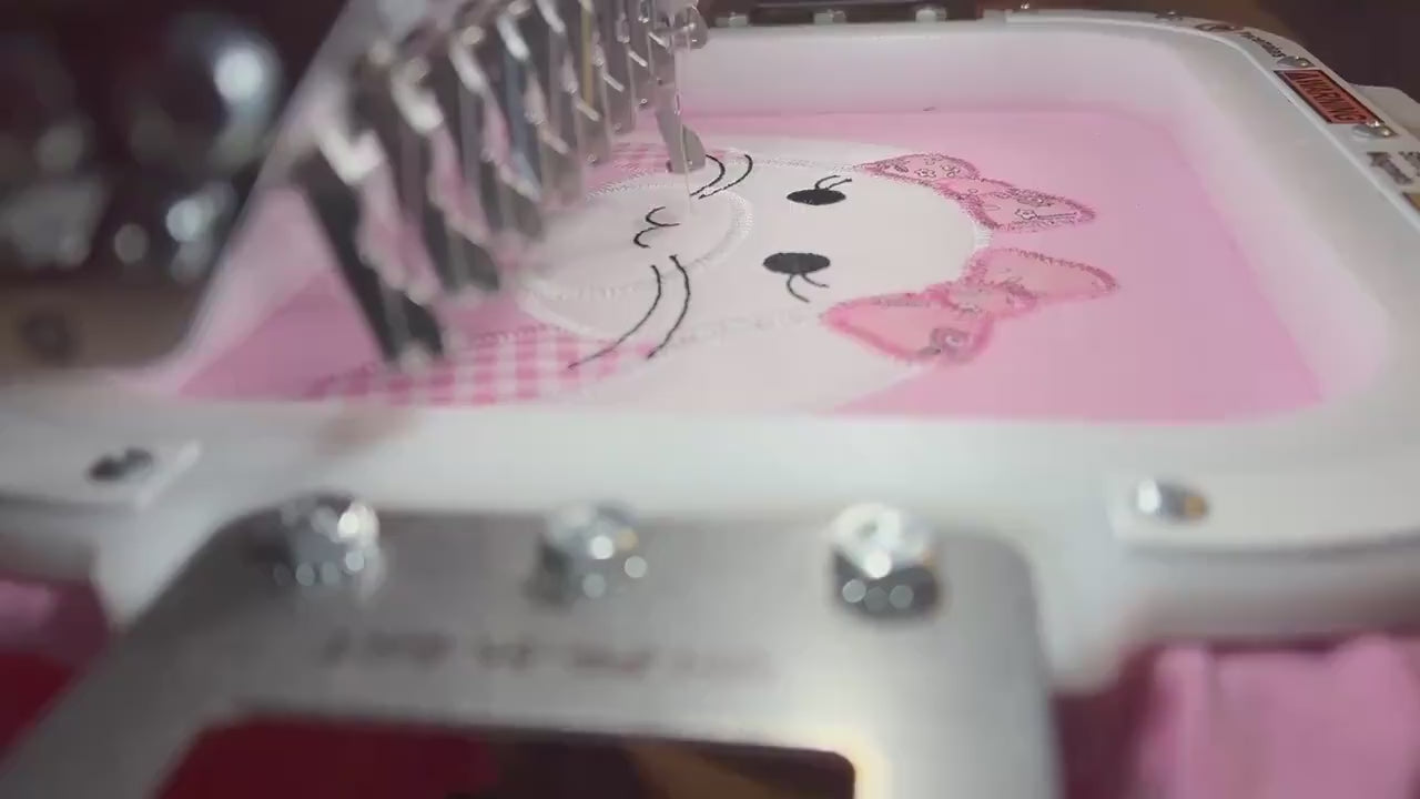 Girl’s Pink Bunny Tee Shirt: Easter, applique, Toddler Girls, Personalized