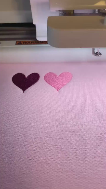 Hearts Sweatshirt: embroidered hearts, Valentine’s Day,  Pink sweatshirt, White sweatshirt