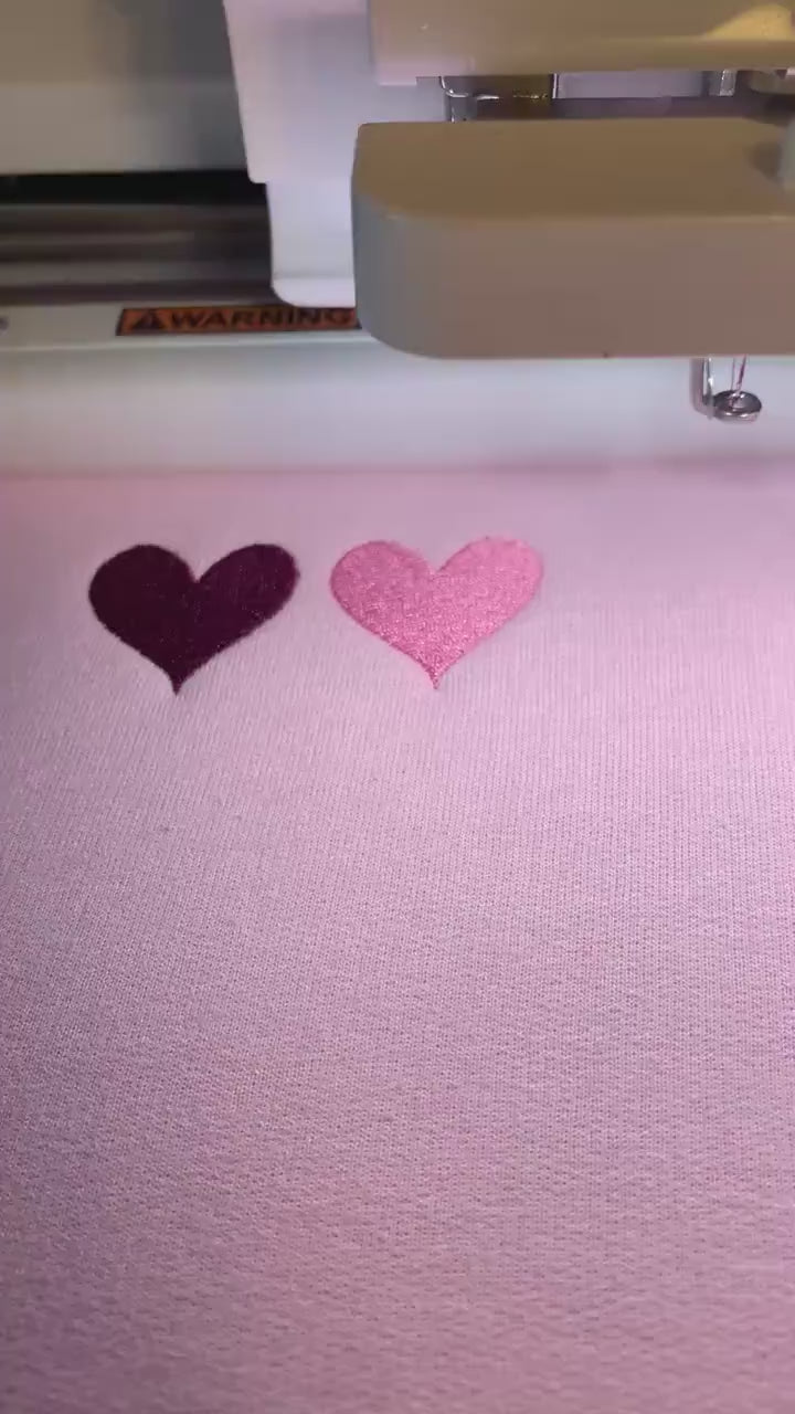 Hearts Sweatshirt: embroidered hearts, Valentine’s Day,  Pink sweatshirt, White sweatshirt