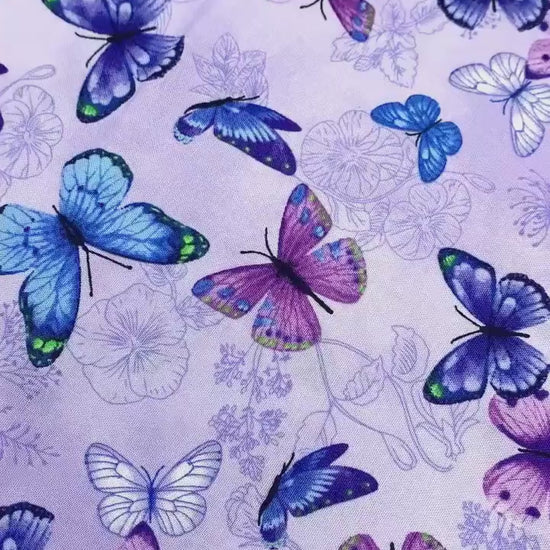 Butterfly yardage, Butterfly Dreams, Purple, Blue, Lavender, Timeless Treasures