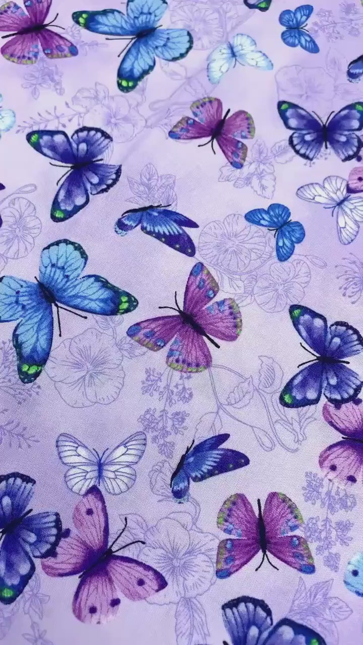 Butterfly yardage, Butterfly Dreams, Purple, Blue, Lavender, Timeless Treasures