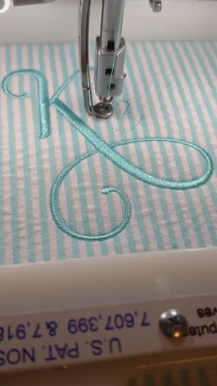 Aqua Light Blue Make Up Cosmetic Toiletry Bag, Pin Stripes, Seer Sucker Cotton, Personalized Gift, Embroidered Gift, Bridesmaid Gift