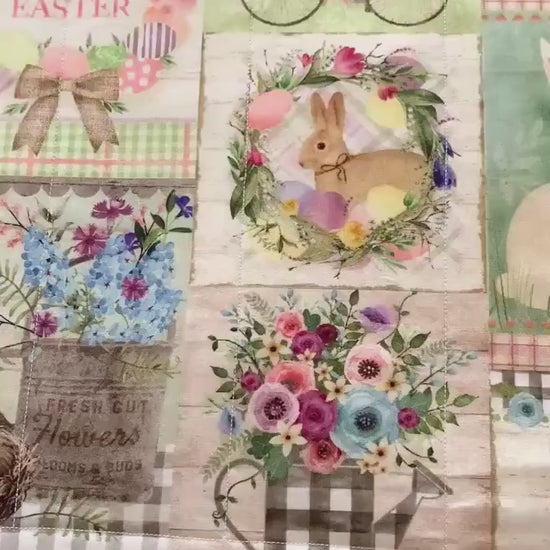 Easter Patchwork Placemat Set, Qulted Place Mats, Octagon Shape, Pink, Green, Bunnies, Trucks