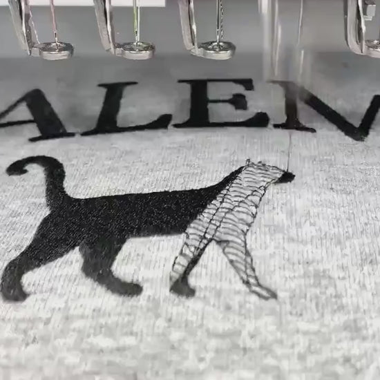 Halloween Unisex Tee Shirt Embroidered, Cat Shirt, Gray, Black