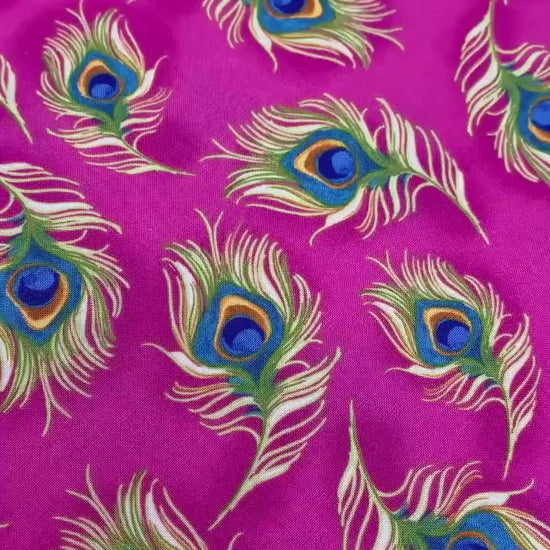 Peacock Yardage, Pretty Peacock on Cerise, Loralie Designs, Yardage, 692360B