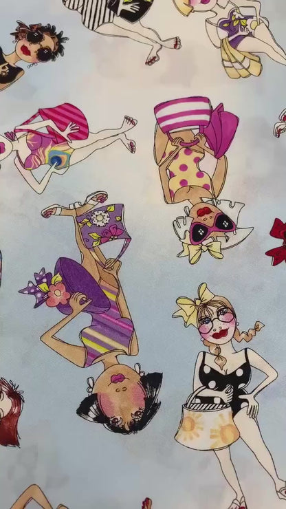 Tossed Beauties Yardage, Blue Sky, Loralie Designs, Bathing Suits, Beach, Yardage, 692440