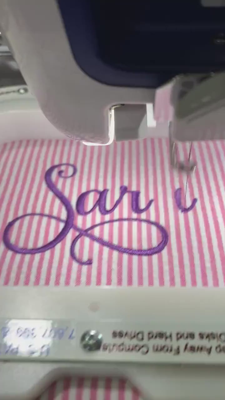 Pink Make Up Cosmetic Toiletry Bag, Pin Stripes, Seer Sucker Cotton, Personalized Gift, Embroidered Gift, Bridesmaid Gift,