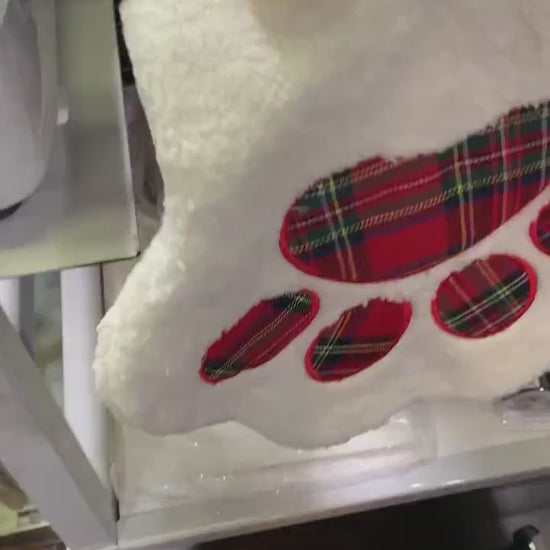 Personalized Pet Christmas  Stocking - Dog, Cat, Plaid, Red, Green