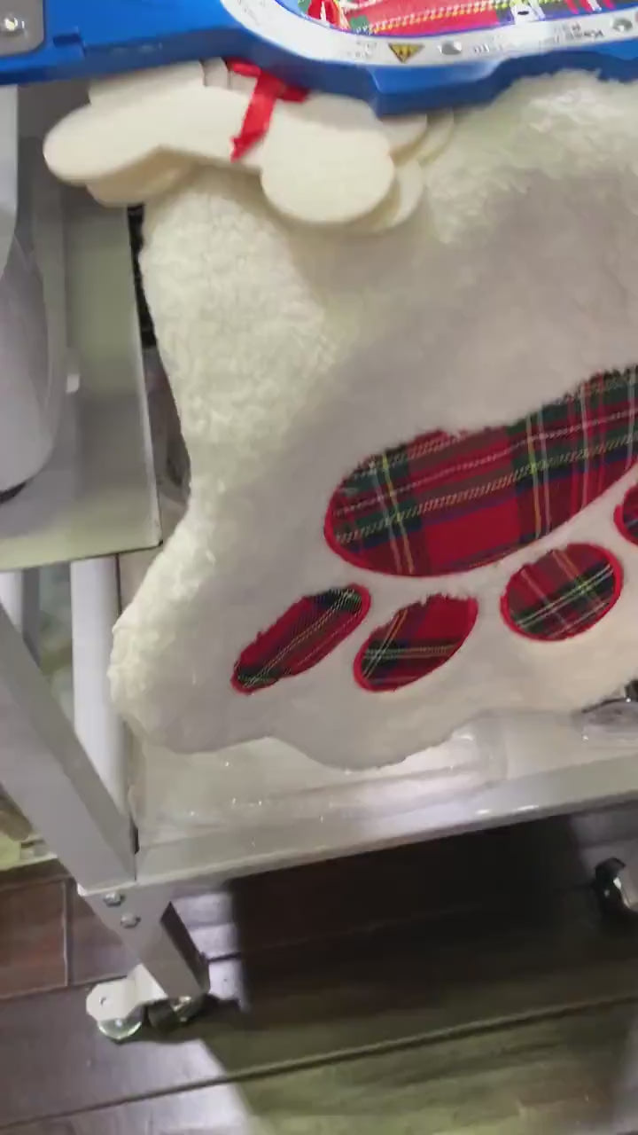 Personalized Pet Christmas  Stocking - Dog, Cat, Plaid, Red, Green