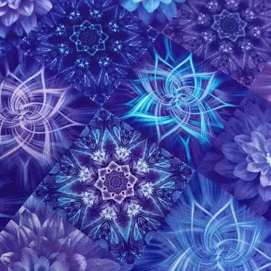 Dream Big Tiles in Indigo by Hoffman Fabric