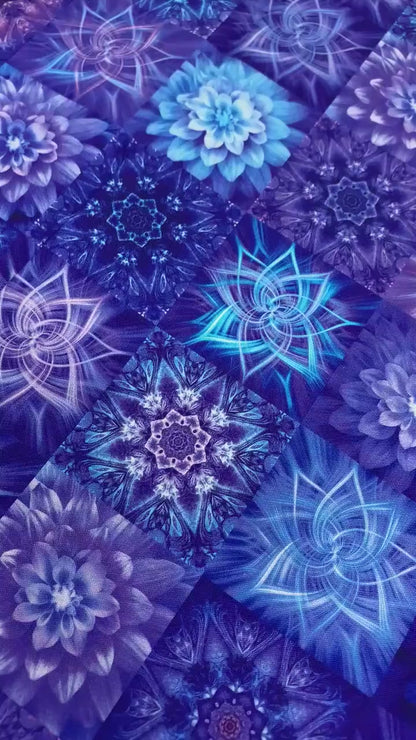 Dream Big Tiles in Indigo by Hoffman Fabric