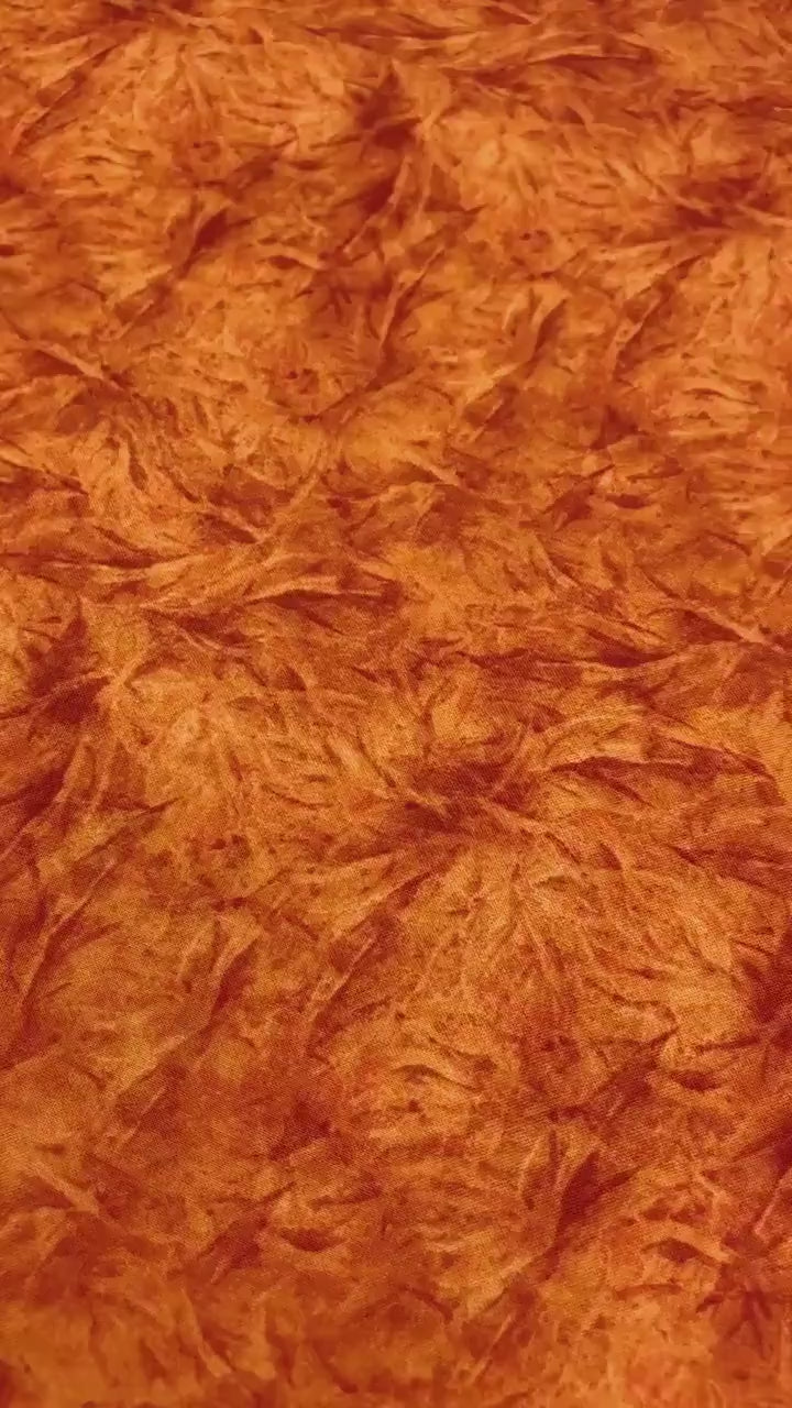 Orange Yardage, Garden Gate Roosters, Feather Texture-look, Wilmington Prints