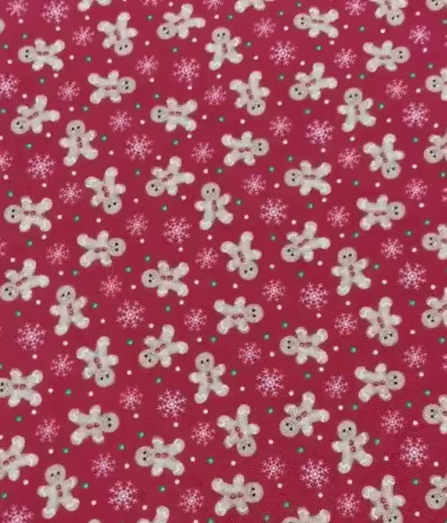Christmas Fabric Yardage: Red Festive Gingerbread Fun, Very Merry Gingerbread, Beth Albert, 3 Wishes