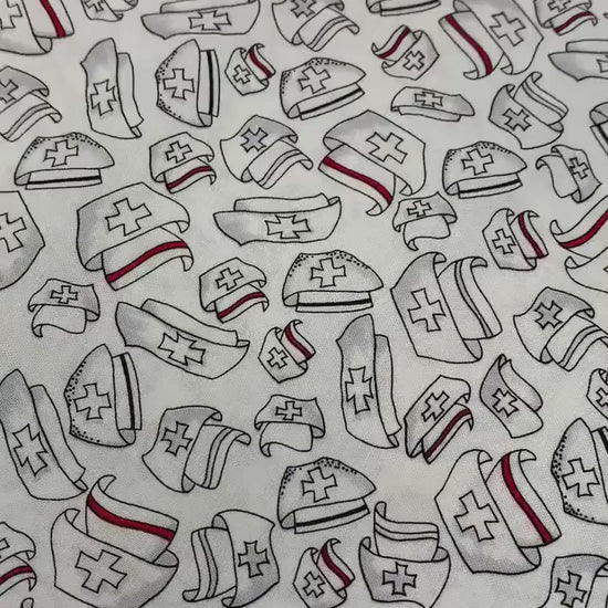 Nurse Caps, Tossed Caps, Happy Hats, White Background, Loralie Designs, Yardage, 691800B