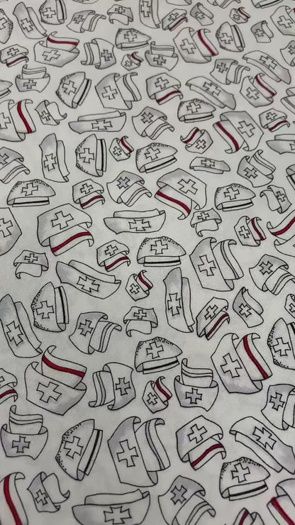 Nurse Caps, Tossed Caps, Happy Hats, White Background, Loralie Designs, Yardage, 691800B