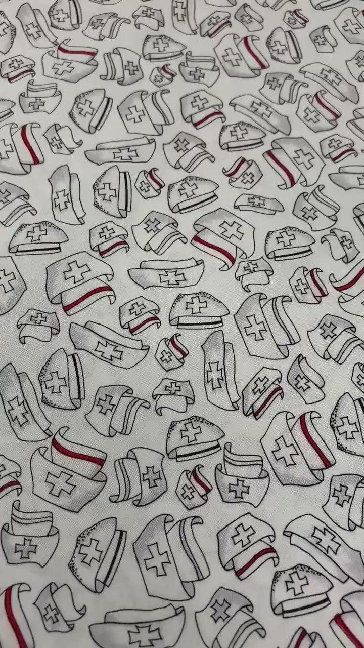 Nurse Caps, Tossed Caps, Happy Hats, White Background, Loralie Designs, Yardage, 691800B