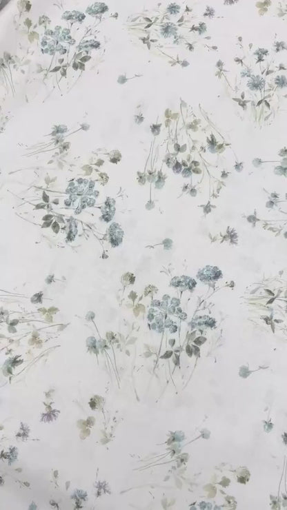 Lavender Floral Fabric Yardage: Au Naturel, Blue, Green, Tossed Floral, Wilmington Prints