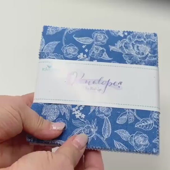 Blue Floral Fabric Squares: Penelope Collection for Riley Blake