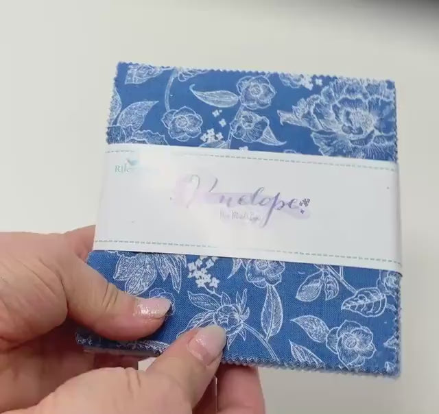 Blue Floral Fabric Squares: Penelope Collection for Riley Blake