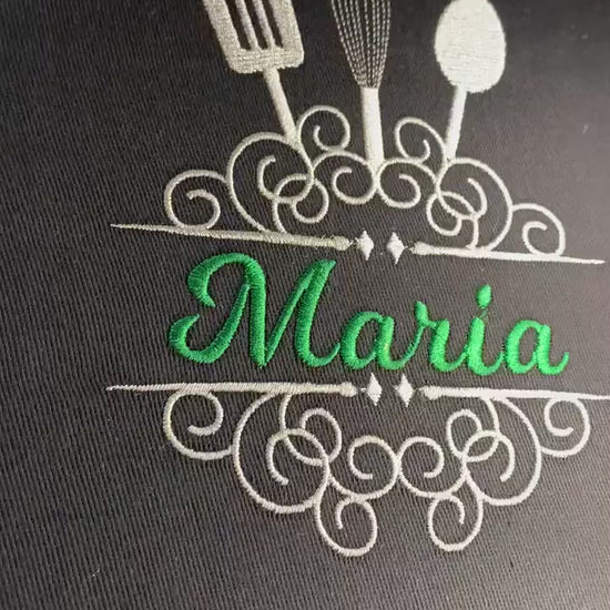 Apron, Chef, Cook, Personalized Custom Apron, Kitchen Apron, Split Utensils, Black, Blue, Red, White Apron, Embroidered, Personalized Gift