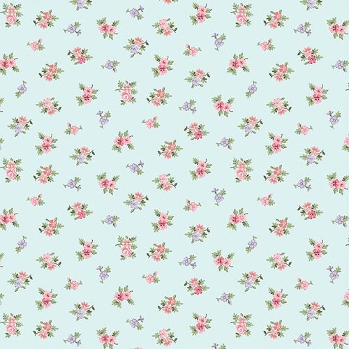 Morning in the Garden - Holly Quilt Designs, Blue, Small Flowers, Fabric Yardage