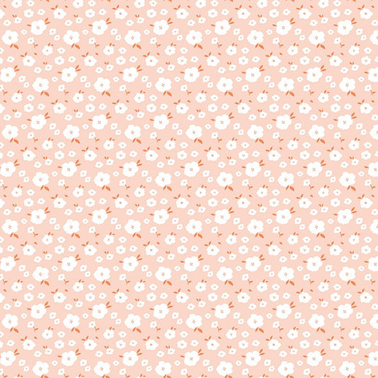 Hidden Cottage Blooms - Floral Fabric Yardage, Blush, Peach, White, Riley Blake, Cotton Yardage