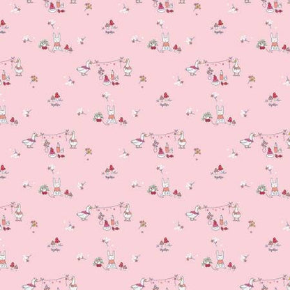 Hidden Cottage - Floral Fabric Strips, Flowers, Birds, Pink, Blue, Gold, Gingham, 2.5 inch strips, 40 Strips Total, Riley Blake