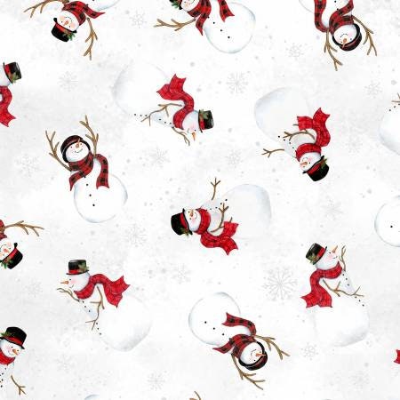 Nose to Nose, Christmas Fabric Squares, Snowman, Deer, Birds, Blue, Bl -  Keri Quilts