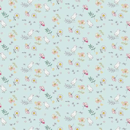 Hidden Cottage - Floral Fabric Strips, Flowers, Birds, Pink, Blue, Gold, Gingham, 2.5 inch strips, 40 Strips Total, Riley Blake