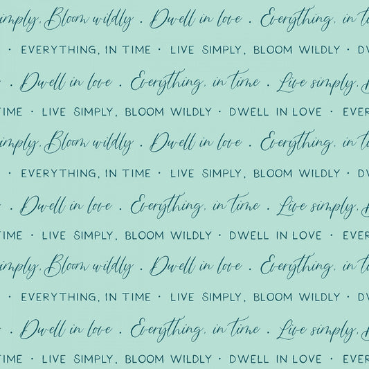 Light Turquoise Words - Blue Yardage, Clothworks