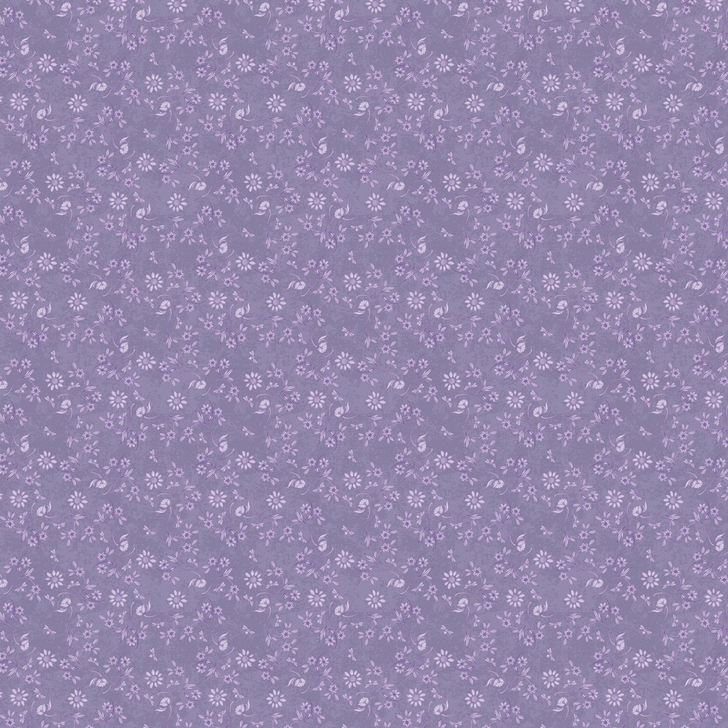 Purple Small Floral Fabric, Yardage, Lavender, The Art of Bee Keeping, Wilmington Prints
