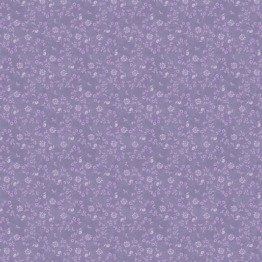 Purple Small Floral Fabric, Yardage, Lavender, The Art of Bee Keeping, Wilmington Prints
