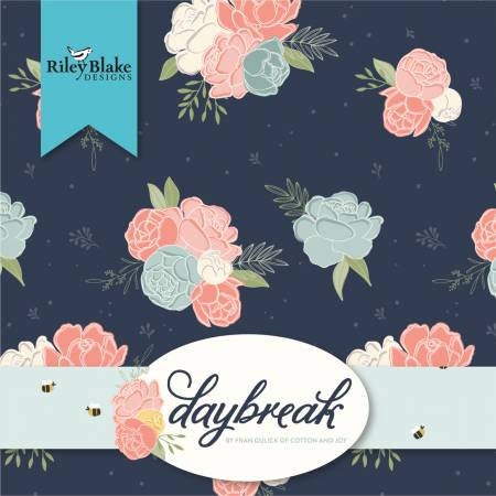 Daybreak - Floral Fat Quarter Bundle, Flowers, Pink, Blue, White, Riley Blake, 28 Pieces, Precut Quilt Fabric