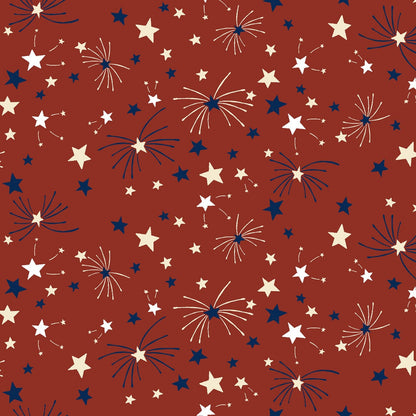 Gnome Parade, Patriotic Fabric Squares Bundle, Charm Pack, Fabric Stacker, Fourth of July, Red, White, Blue, Clothworks, 5 inch squares