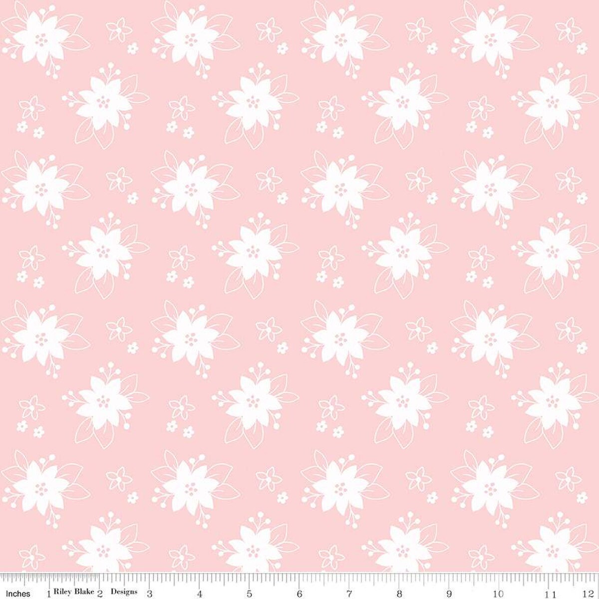 Pink Floral Yardage, Pixie Noel 2, Christmas Pink Yardage, Riley Blake, Fabric Yardage