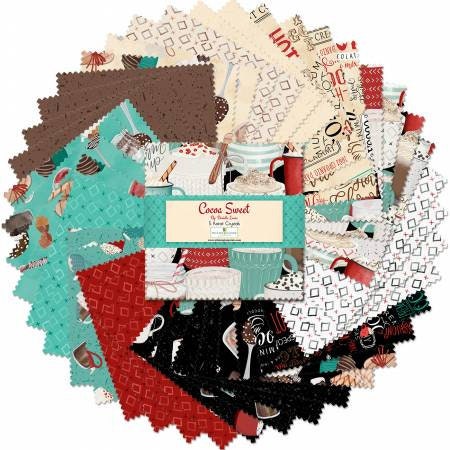 Cocoa Hot Chocolate Fabric Squares, Cocoa Sweet, Wilmington Prints, 5 inches, 42 squares