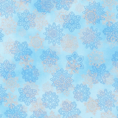 Holiday flourish-Snow Flower, Charm Pack Squares- Blue Colorstory, 5 inch Squares, 42 pieces, Robert Kaufman, CHS-1123-42