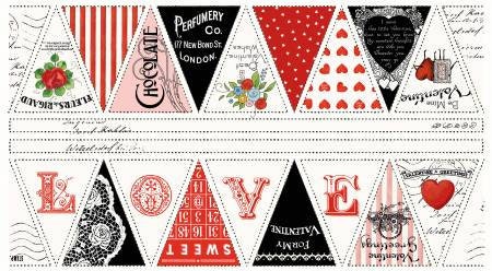 Valentine Bunting Panel, Heart Fabric, Be Mine, J. Wecker Frisch