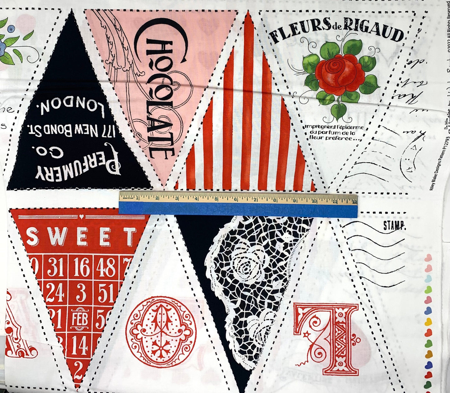 Valentine Bunting Panel, Heart Fabric, Be Mine, J. Wecker Frisch